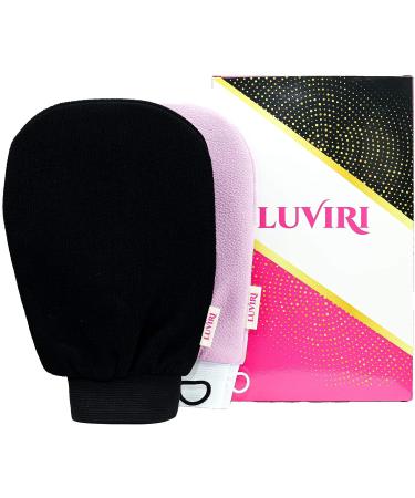 Luviri Double-Sided Exfoliating Gloves - Black Mitt for Keratosis Pilaris & Tan Removal - Buy Online on GoSupps.com
