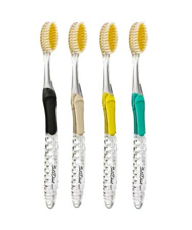 Solodent Toothbrush Ultra Soft Silver & Gold for Sensitive Teeth and Gums (Pack of 4) Colors May Vary
