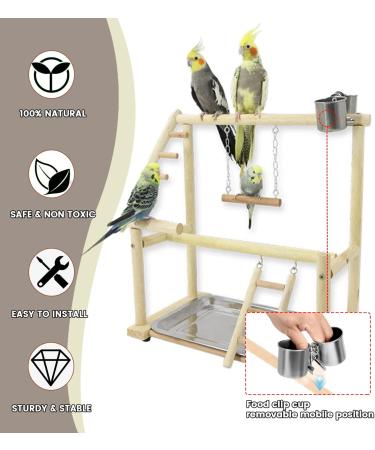 Wishesmar WellensiTich Playground for Nymphensittich Parrots - Climbing Swing & Feeder-Cup Toy | 40.5x37x23 cm Wood Playset - Buy Online on GoSupps.com
