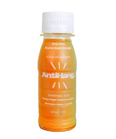 ANTIHANG Ginger Turmeric Wellness Shot - Weekend Recovery & Immunity Support - Honey Cayenne Electrolytes Lemon - Zero Sugar 15 Calories - Natural Energy - 2oz Liquid Shots (Pack of 6) - Buy Online on GoSupps.com