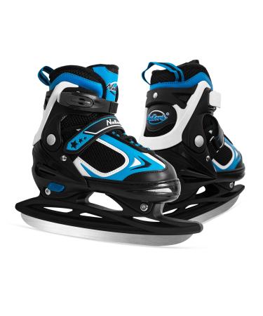MammyGol Adjustable Ice Skating Shoes for Kids, Boys and Girls, Gray Blue Ice Skates Size S, M, L, XL Hockey Lace-Up Skate for Beginner Blue Large(US 5-8)Youth