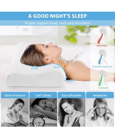 Findigit Ergonomic Cervical Orthopedic Memory Foam Pillow for Neck Pain Relief - Contoured, Supportive Design for Side, Back, and Stomach Sleepers - White 23.6*14*3.6/4.3 - Buy Online on GoSupps.com