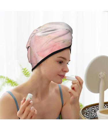 Hair Towel Wrap | Quick-Drying Pink Marble Towel Turban with Button for Effortless Hair Care - Buy Online on GoSupps.com