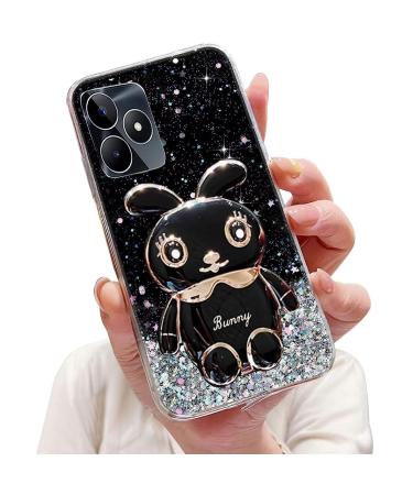 Tivenfezk Nadoli for Oppo Realme C53 Hase Hidden Stand Shell caricature glitter rabbits stand Soft silicone bling cell phone case.