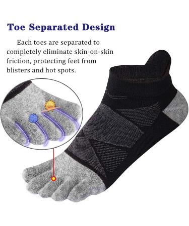 Meaiguo Women's Cotton Toe Socks - No Show Five Finger Socks for Running (Black, 3 Pairs) - Buy Online on GoSupps.com
