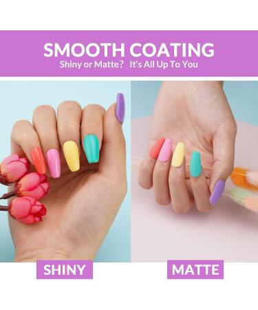 LAGUNAMOON Gel Nail Polish Set for DIY and Professional Use Soak-off Gel Polish Kit of 24 Colours with Base and Top Coat Primer Dryer Peel Off Tape Glitter Powders - Rainbow Colors Matte + Shiny Rainbow Spectrum - Matte / Gloss - Buy Online on GoSupps.com