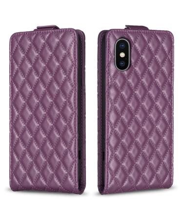 VQWQ iPhone X/iPhone XS 5.8 "Case of luxury on and flap Handyhole with leather case wallet folding case Magnet card compartment protective cover for iPhone x/iPhone XS 5.8" Case XXF -Purple iPhone X/iPhone XS 5.8 "Purple