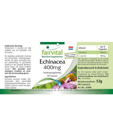 Fairvital | Echinacea 400mg VEGAN - Highly dosed - 90 capsules - Echinacea purpurea - Buy Online on GoSupps.com