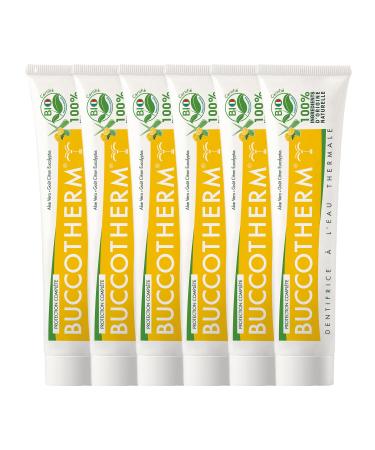 Buccotherm BUCCOTHERM | Complete Protection Toothpaste Lemon Eucalyptus Taste | Certified Organic | Soothes Gums | Protects | Remineralizing | 100% Natural Ingredients | Pack of 6 x 75ml