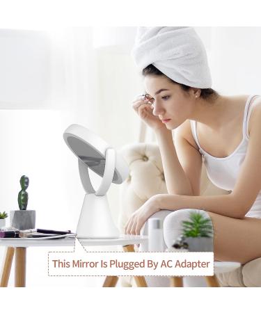 Lighted Makeup Vanity Mirror | Double-Sided 1x/10x Magnifying Mirror with Adjustable Brightness and Standing Height | 360 Rotation, Touch Sensor, AC Adapter - 3 Colors - Buy Online on GoSupps.com