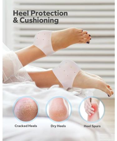 Buy Silicone Heel Protectors - Gel Comfort for Heel Pain Cracked Feet & Blisters | 4 Pairs for Moisturizing Relief & Plantar Fasciitis Support - Buy Online on GoSupps.com