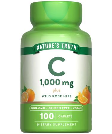 Nature's Truth Vitamin C 1000 mg with Rose Hips | 110 Caplets | Vegan Non-GMO & Gluten Free Supplement