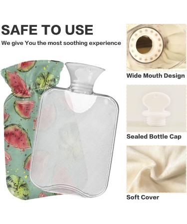 NAANLE Transparent Hot Water Bottle - Watercolor Red Watermelon Design | 1L Bed Warmer for Pain Relief & Heat Therapy - Buy Online on GoSupps.com