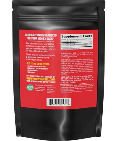 Glutamine Powder 300g - Pure Unflavored Micronized L-Glutamine Supplement - Vegan & Gluten Free | Raw Barrel - Buy Online on GoSupps.com