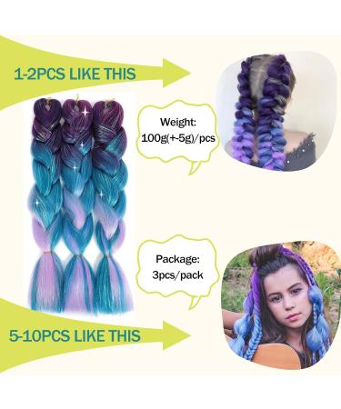 Ombre Braiding Hair Extensions - High Temperature Synthetic 24 Inch (Pack of 3) - B66-LSS | International Shipping Available - Buy Online on GoSupps.com
