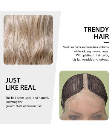 Platinum Blonde Lace Front Wig for Women - Long Curly Style, Natural & Glueless - Heat Resistant Synthetic Hair - Buy Online on GoSupps.com