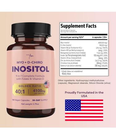 QSTA Myo-Inositol & D-Chiro Inositol Supplement for Women 4100mg (40:1 Ratio) 9-in-1 Hormonal & Metabolic Support with Folate, Vitamin B6, B12, D3, Zinc & Chromium 180 Count (Pack of 1) 1 - Buy Online on GoSupps.com