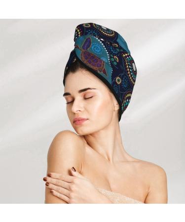 Bohemian Turtle Microfiber Hair Towel - Soft Super Absorbent Wrap for All Hair Types - Quick Dry Coral Velvet Cap for Women - Buy Online on GoSupps.com