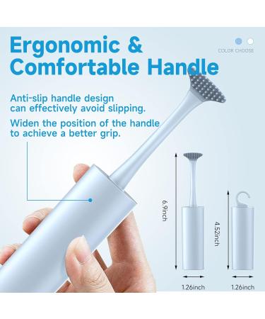 RorincoGi Tongue Scraper 2 Pack - Soft Tongue Cleaner for Fresh Breath - Oral Care Tools for Adults & Kids - White & Blue - Buy Online on GoSupps.com
