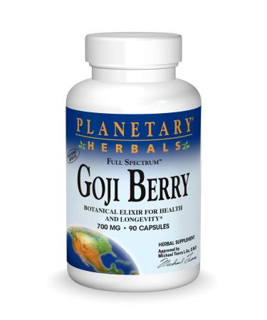 Planetary Herbals Goji Berry Full Spectrum 700mg Botanical Elixir for Health and Longevity 90 Vegetarian Capsules