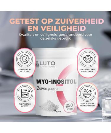 MyoInositol powder 100 pure Inositol powder 2000mg daily dosage 250 grams Vitamin B7 Tasteless & soluble Without unnecessary additives LUTO Supplements - Buy Online on GoSupps.com