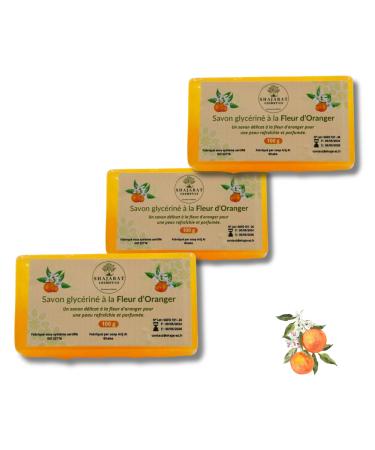 ST Shajarat Marrakech-Paris Set of 3 Orange Flower Soaps - Shajarat - Soothing Relaxing Moisturizing Face and Body - Natural Morocco - 100g