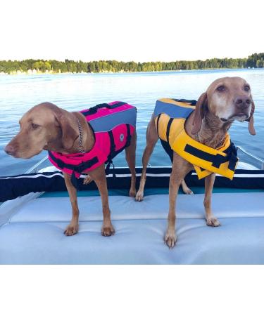 Vivaglory Neon-Pink Dog Lifeguard Vest - Removable Front-Wheel Drive Reflective Caps & Extra Padding for Swimming & Boating - XS (35-43cm) - Buy Online on GoSupps.com