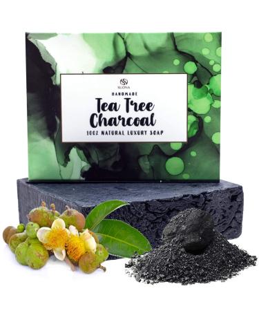 Peppermint Tea Tree Oil Soap Bar - Deep Cleansing Face & Body Wash.Powerful Soap w/Peppermint Oil & Activated Charcoal.Organic Essential Oils Wakes Up Dull Skin! Great Face or Body Cleanser For Men,Women & Teens