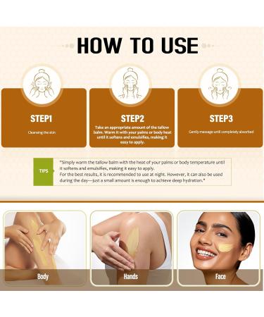 Hicream Beef Tallow for Skin, Beef Tallow and Honey Balm, 100% Organic Grass-Fed Beef Tallow Balm, Face & Body Moisturizer, Deeply Nourishment for Dry, Cracked, Sensitive Skin, Natural Formula (4 Oz) - Buy Online on GoSupps.com