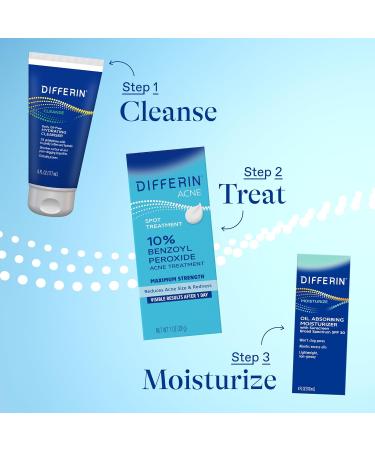 Differin Acne Spot Treatment with 10% Benzoyl Peroxide Maximum Strength OTC Acne Treatment Fast Acting Spot Treatment for Face 1 oz - Buy Online on GoSupps.com