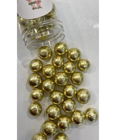 20mm Extra Large Shimmer Chocolate Balls Edible Cupcake Cake Topper Sprinkles (Metallic Gold Small Tub)