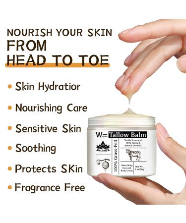 ALLBIZ Beef Tallow Honey Face Moisturizer - All Natural 100% Grass-Fed Tallow & Raw Wild Honey Balm for Radiant Skin (Unscented - Buy Online on GoSupps.com