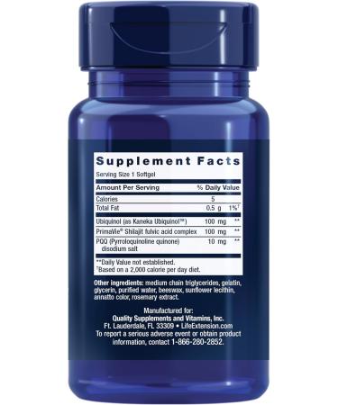 Life Extension Super Ubiquinol CoQ10 with PQQ - 100 mg 30 Softgels (Pack of 2) - Heart Health & Cellular Energy 8X Better Absorption Gluten-Free - Buy Online on GoSupps.com