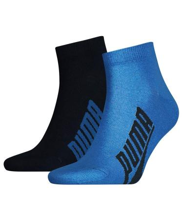 PUMA Unisex Quarter Socks (2 Pack) 43-46 Navy / Grey / Strong Blue
