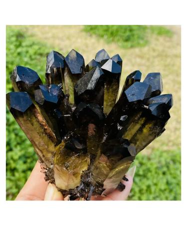 Natural Crystal Rough Crystal Cluster Natural Beatiful Black Quartz Crystal Cluster Specimen (Size : 650-700g)