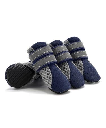 Zunea paw protection for dogs dog shoes slipproof for small dogs summer adjustable reflective soft breathable mesh fabric heat -resistant for hot sidewalks blue l l (4 Pack) blue
