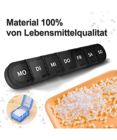 7-Day Pill Organizer Box - Moisture-Resistant Tablet Case with 7 Compartments for Travel & Home - Black - Buy Online on GoSupps.com