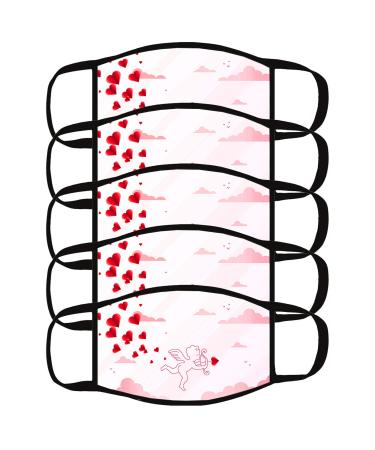 ZQP 5PCS Face Cloth for Unisex Adults Romantic Pink Heart Stones On Black Background Love Valentines Day Theme Cold Mouth Dustproof Double Protection