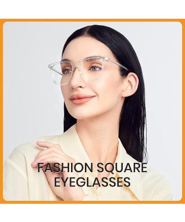 Cyxus Oversized Clear Square Blue Light Glasses | Transparent Eyeglasses 07-clear 8105 - Buy Online on GoSupps.com