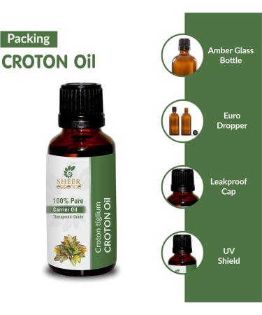 Croton Oil -(Croton Tiglium)- Carrier Oil 100% Pure Natural Undiluted Uncut Therapeutic Grade Oil 1.01 Fl.OZ 1 Fl Oz (Pack of 1) - Buy Online on GoSupps.com