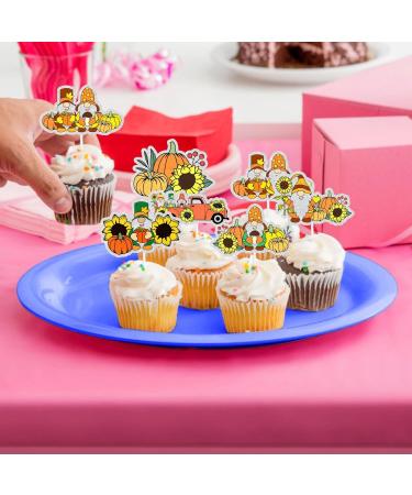 Fall Harvest Festival Party Cake Toppers 18-PC Set - Perfect for Fall Harvest Party Sunflower Pumpkin and Gnome Decorations - SugarGera 04 - Buy Online on GoSupps.com