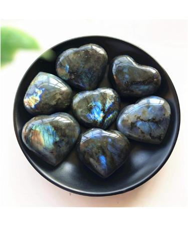 LINGDANG Moonstone Crystal Labradorite Palm Stone Crystal Healing Quartz Gemstone Worry Stone Natural Chakra Reiki Polished Heart Shape Stone for Anxiety Stress Relief Therapy - Buy Online on GoSupps.com