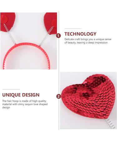 Lurrose Valentine Heart Headband Red Love Heart Headband Valentines Day Hair Hoops Love Heart Hair Accessories for Women Valentine's Party - Buy Online on GoSupps.com