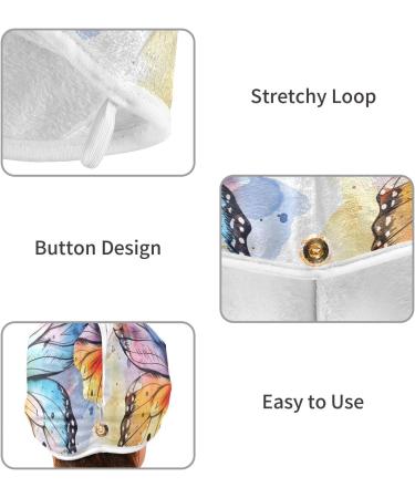 Butterfly Watercolor Hair Towel 2 Pack | Super Absorbent Quick Dry Hair Turbans for Women & Girls - Buy Online on GoSupps.com