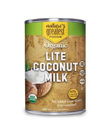 Organic Light Coconut Milk by Nature's Greatest Foods - 13.5 Oz - No Guar Gum, No Preservatives - Gluten Free, Vegan and Kosher- 5-7% Coconut Milk Fat, Unsweetened (12-Pack) Organic Lite 12 Pack