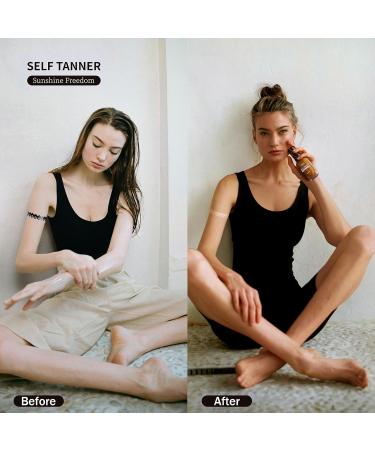 Self Tanner Sunshine Freedom Kit | Organic Vegan Lotion for Quick Tan & Bronzer Glow 5 Fl.Oz - Buy Online on GoSupps.com