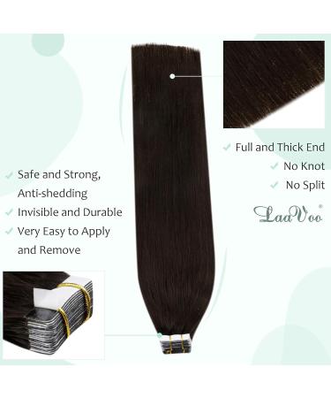 Laavoo Real Hair Extensions | Tape-In Dark Brown Remy Hair 55cm | 20pcs 50g #2 - Buy Online on GoSupps.com