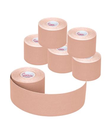 Kinesiology Tape Athletic Tape Sport Tape Lychee Supports & Protects Muscles Waterproof and Latex Free Breathable Elastic for Sport Activity No Precut (Beige 6 Rolls) Beige 6 Rolls