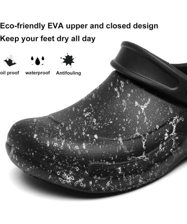 Haifago Men's Non-Slip Waterproof Clogs - Comfortable Nurse & Chef Shoes for All-Day Standing - Oil-Proof Work Shoes for Food Service - Size 7 Wide, Black - Buy Online on GoSupps.com