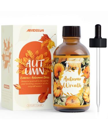 ARVIDSSON Fall Essential Oil Autmun Wreath Fragrance Oil 4 Fl Oz (120ml) Natural Autmun Wreath Oil Premium Cozy Autmun Scented Oil for Diffusers Candle Making Autumn Wreath